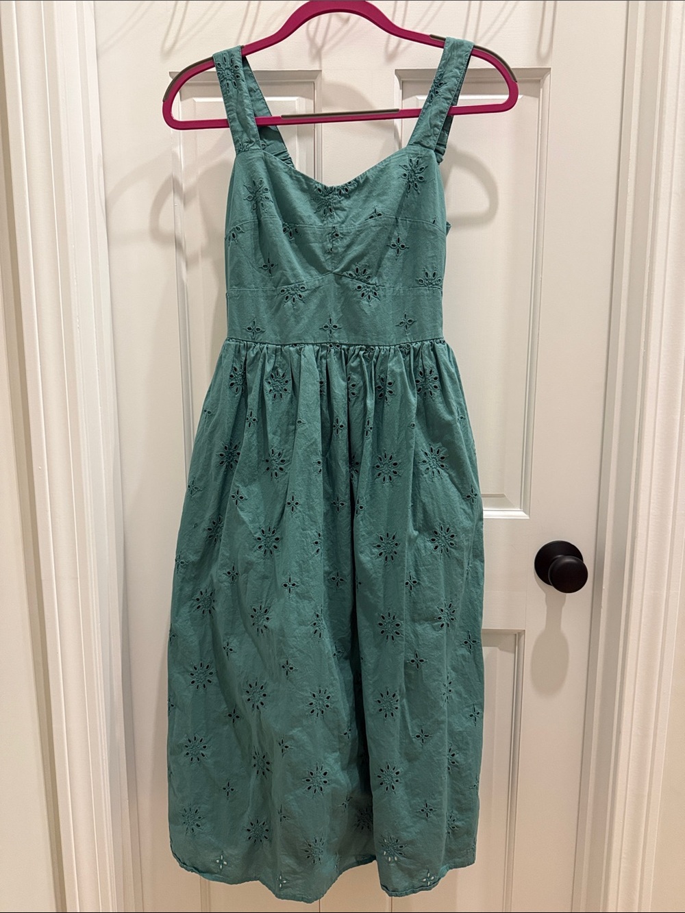 J.Crew Factory Eyelet Midi Dress - Green - Size 4 - EUC